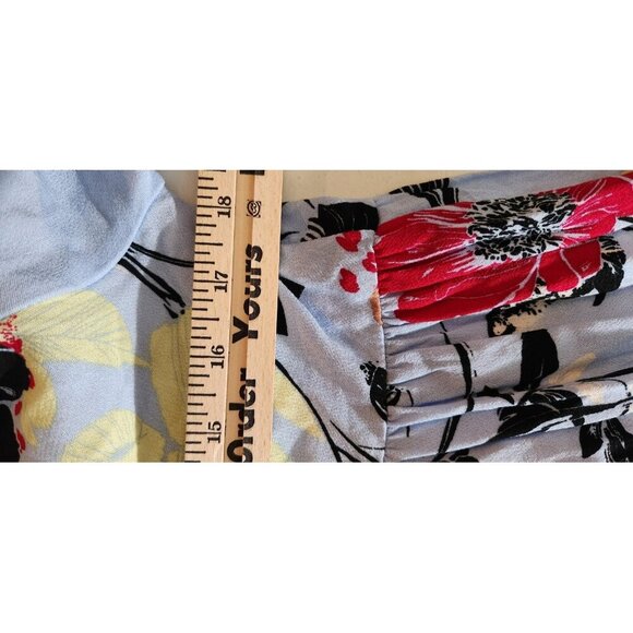 Free People Tunic Top Womens XS Blue Floral Long Sleeve Boho Blouse Chambray C - Picture 7 of 13